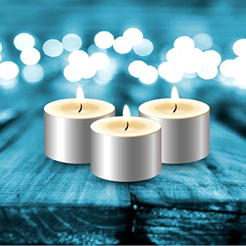 COM-FORT HOUSE | Velas Blancas | Pack velas de 100 Unidades | Velas de Té Calientaplatos | Tealight | 4 Horas de Duración | Velas Decorativas Sin Perfume |