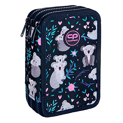 COOLPACK Estuche de 3 compartimentos, tamaño XXL, 44 piezas, con relleno, 19,5 x 12,5 x 6,5 cm, para niños y niñas (Koala)