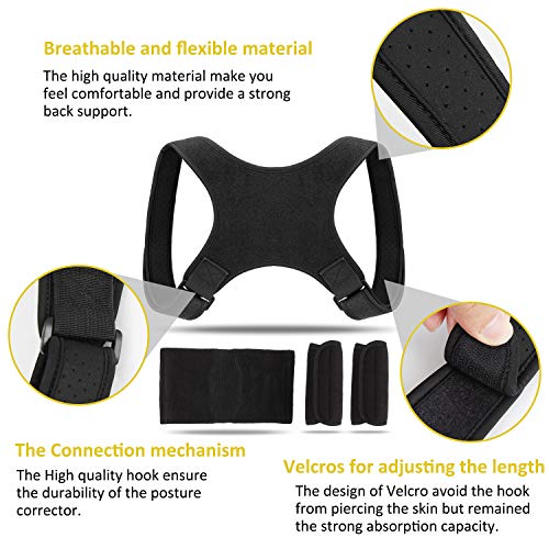 Corrector de Postura, Transpirable y Ajustable Corrector Espalda Hombro para Hombre y Mujer, Corrector Postura Espalda, Corrector de Espalda Recta, Aliviar Dolor y Mejorar Postura Hombro y Cuello