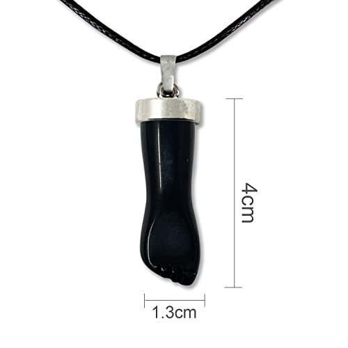 Cotigo Colgante Piedra Natural Forma Mano Puño Higa Agata Negra Amuleto Higa Material Piedra Preciosa Collar Para Mujer u Hombre Unisex suerte protector de mal de ojo (Agata Negra)