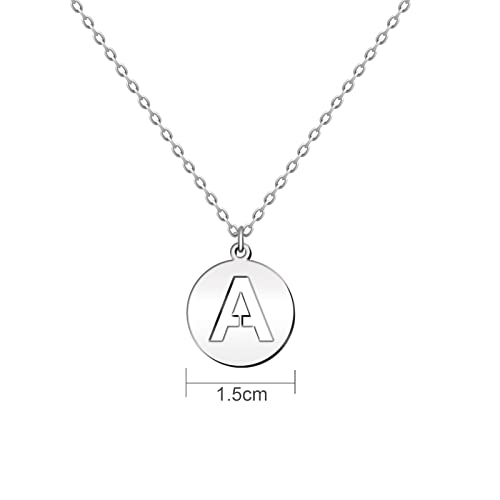 Cotigo - Collar Letra A acero inoxidable - Colgante letra inicial A-Z - Collar mujer – Cadena con dije letras - Regalo personalizado para mujer, niña, mejor amiga (A-Plateado)