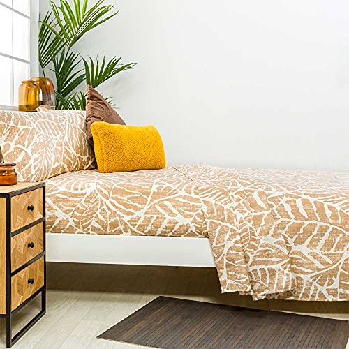 COTTON ARTean Juego de sabanas ARTEDO Beige Cama de 200 x 190/200. HIPOALERGENICA