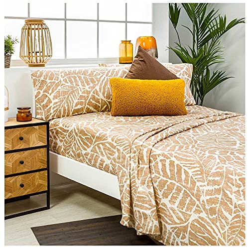 COTTON ARTean Juego de sabanas ARTEDO Beige Cama de 200 x 190/200. HIPOALERGENICA