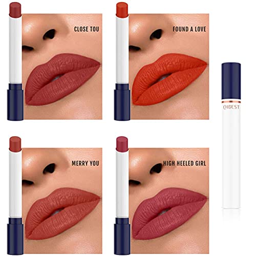 Cremoso Cigarretes Set de pintalabios mate, 4 tonos maquillaje terciopelo cosmético hidratante suave barra de labios (B)