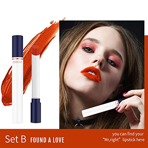 Cremoso Cigarretes Set de pintalabios mate, 4 tonos maquillaje terciopelo cosmético hidratante suave barra de labios (B)