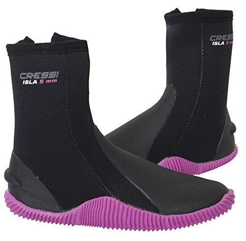 Cressi Isla Botas de Buceo con Suela y Cremallera, 5mm, Unisex Adulto, Negro (Black/Pink), XS