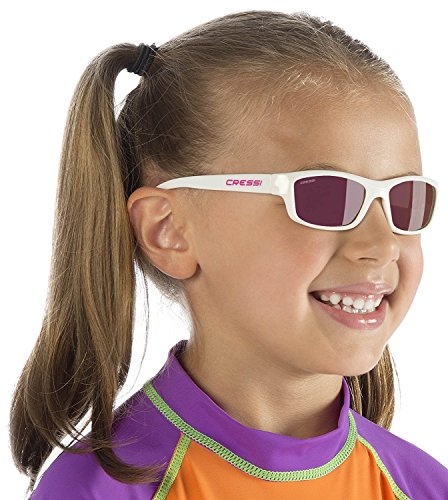 Cressi Yogi - Gafas de Sol para Niños, Unisex, 100% de Protección UV, Blanco/Rosa