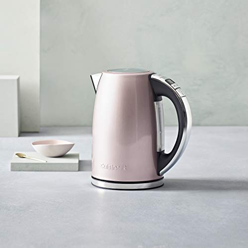 Cuisinart CPK17PIE Hervidor de Agua Eléctrico 1.7 L con Ajustes de Temperatura de 85°C a 100°C, Acero Inoxidable, 3000W Rápida Ebullición, Pantalla Digital, Filtro Antical, Rosa Vintage Metalizado