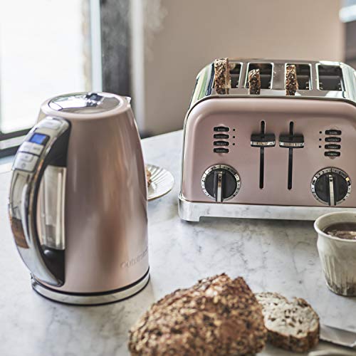 Cuisinart CPK17PIE Hervidor de Agua Eléctrico 1.7 L con Ajustes de Temperatura de 85°C a 100°C, Acero Inoxidable, 3000W Rápida Ebullición, Pantalla Digital, Filtro Antical, Rosa Vintage Metalizado
