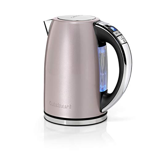 Cuisinart CPK17PIE Hervidor de Agua Eléctrico 1.7 L con Ajustes de Temperatura de 85°C a 100°C, Acero Inoxidable, 3000W Rápida Ebullición, Pantalla Digital, Filtro Antical, Rosa Vintage Metalizado