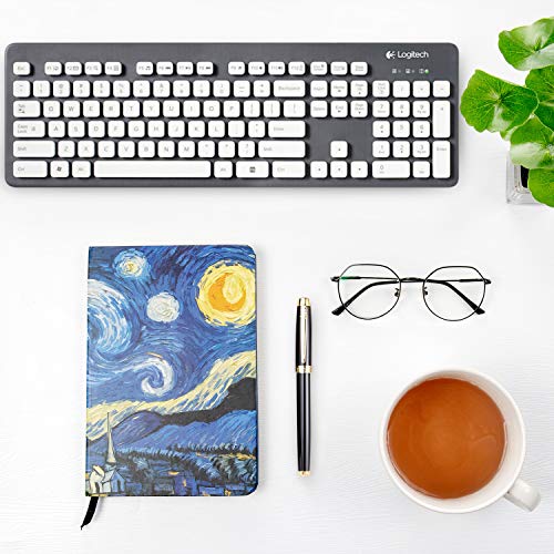 Czemo Cuaderno A5 Libretas Bonitos Bloc de Notas Van Gogh Cuaderno artístico de bolsillo con tapa dura Diario de Viaje con Páginas Rayadas (La Noche Estrellada)
