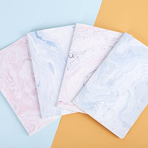 Czemo Pack de 4 Cuaderno A5 Libretas Bonitos Bloc de Notas Cuaderno de Notas Tapa Blanda Cubierta de Kraft Diario de Viaje Pequeña Diarios (Mármol)