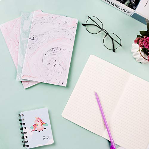 Czemo Pack de 4 Cuaderno A5 Libretas Bonitos Bloc de Notas Cuaderno de Notas Tapa Blanda Cubierta de Kraft Diario de Viaje Pequeña Diarios (Mármol)