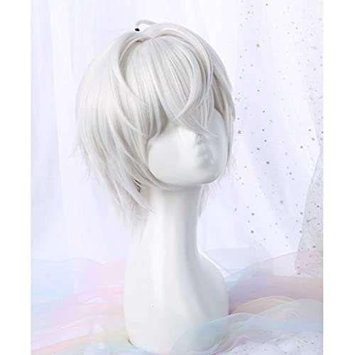Dagua Peluca Cosplay Anime，Peluca Kamisama Kiss Tomoe，Silver Gray Short Peluca Cosplay,con Red de Peluca Gratis,Halloween Hair,para Cosplay De Fiesta ​Diari