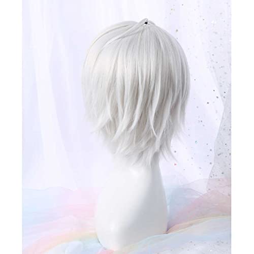 Dagua Peluca Cosplay Anime，Peluca Kamisama Kiss Tomoe，Silver Gray Short Peluca Cosplay,con Red de Peluca Gratis,Halloween Hair,para Cosplay De Fiesta ​Diari
