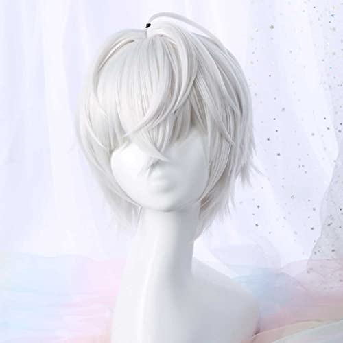 Dagua Peluca Cosplay Anime，Peluca Kamisama Kiss Tomoe，Silver Gray Short Peluca Cosplay,con Red de Peluca Gratis,Halloween Hair,para Cosplay De Fiesta ​Diari