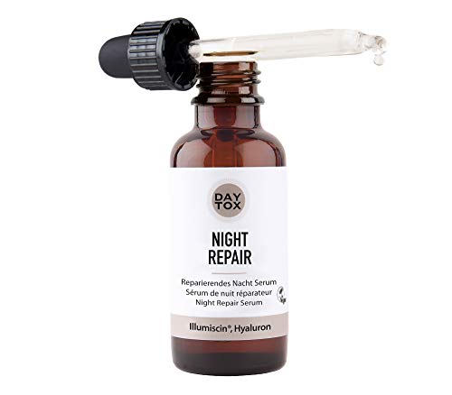 Daytox – Night Repair Serum – Fluido de noche antiedad reparador con ácido hialurónico – vegano, sin colorantes, sin silicona y sin parabenos – 1 x 30 ml