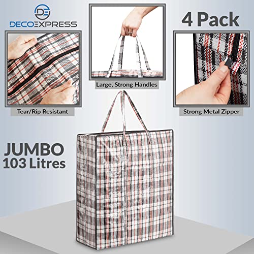 DECO EXPRESS Bolsas Almacenaje Ropa Armario, Bolsas Reutilizables Para Guardar Juguetes Ropa Mantas, Bolsas XXL Para Mudanza Con Cremallera y Asas, Bolsas Lavadora Para Colada