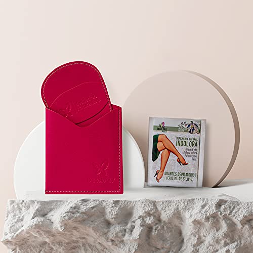 Decolores | Guante depilatorio corporal natural de color rosa, con estuche y 10 láminas de silicio. Guantes para eliminar el vello y las células muertas dejando tu piel totalmente suave y perfecta.