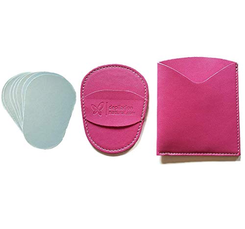 Decolores | Guante depilatorio corporal natural de color rosa, con estuche y 10 láminas de silicio. Guantes para eliminar el vello y las células muertas dejando tu piel totalmente suave y perfecta.
