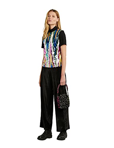 Desigual TS_Zigzag Camiseta, Black, S De Las Mujeres