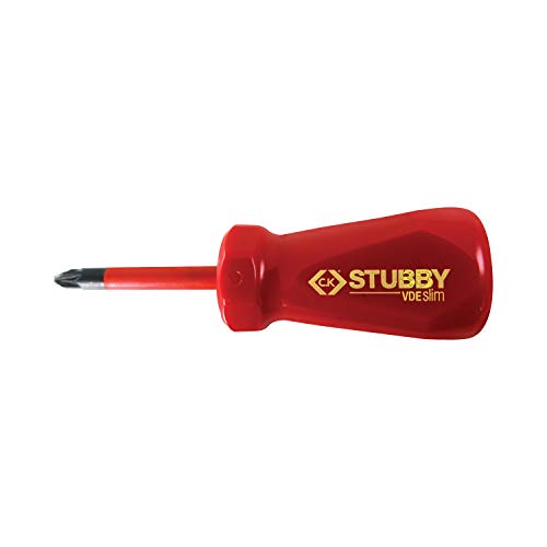 Destornillador corto C.K T48345 2 VDE/1.000 V Slim, modelo 2 (PlusMinus), color rojo