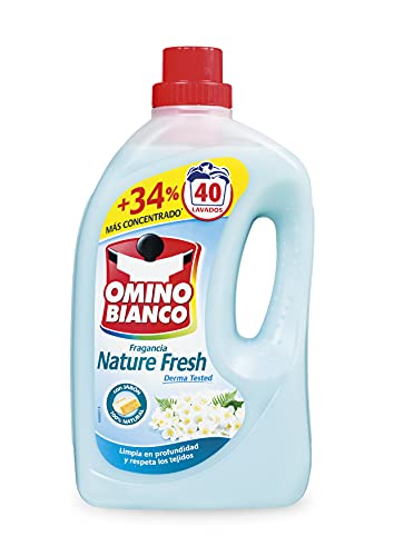 Detergente lavadora líquido Omino Bianco Nature Fresh jabón 100% natural, 40 lavados