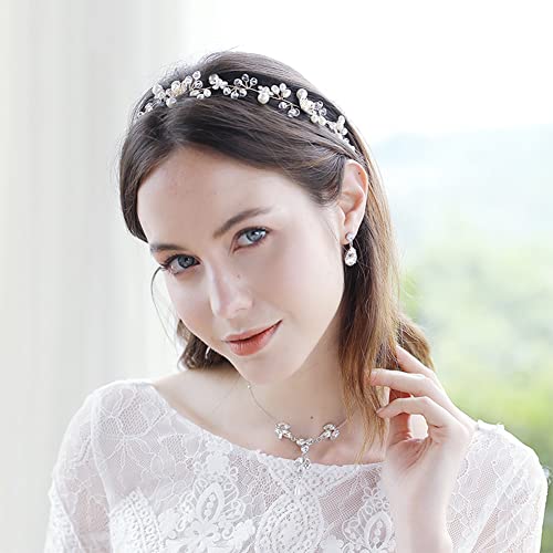 Diadema con Flor Perla, Tocados de Pelo, Diademas Novia con Flores Color Dorado, Rhinestone Cristal Perla Flor Tiara, Accesorios para Cabello Novia para Mujeres y Niñas, para Cumpleaños Fiestas Bodas