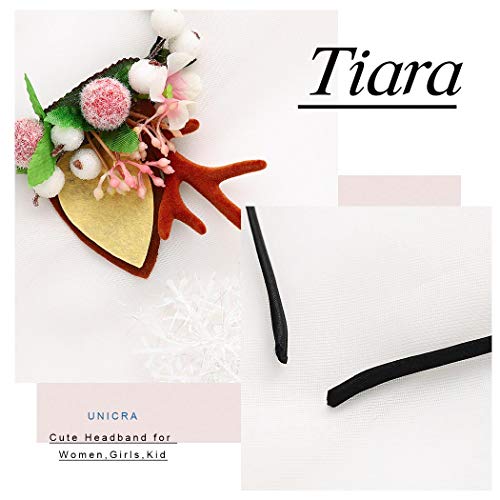 Diadema de Navidad Unicra Diadema de astas de flores Alce Ciervo Cuernos de animales Sombreros Pieza para el cabello Accesorios para el cabello de Halloween para mujeres y niñas