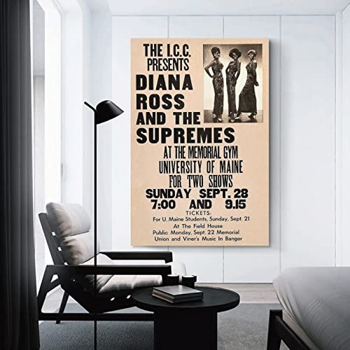 Diana Ross & Supremes 1968 Orono - Cartel vintage de 1968, pintura en lienzo moderno, decoración única, obra de arte, póster de pintura al óleo, decoración del hogar, sala de estar, 60 x 90 cm