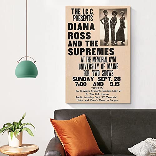 Diana Ross & Supremes 1968 Orono - Cartel vintage de 1968, pintura en lienzo moderno, decoración única, obra de arte, póster de pintura al óleo, decoración del hogar, sala de estar, 60 x 90 cm