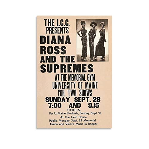 Diana Ross & Supremes 1968 Orono - Cartel vintage de 1968, pintura en lienzo moderno, decoración única, obra de arte, póster de pintura al óleo, decoración del hogar, sala de estar, 60 x 90 cm