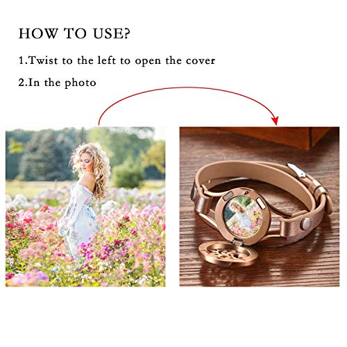 Difusor Aceite Esencial Pulsera Mujer Acero Inoxidable Arbol de la Vida Marco de fotos Brazalete Regalo Navidad Mujer Oro Rosa (Rosa Claro) (Rosa claro)