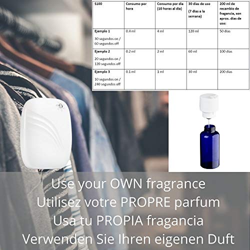 Difusor de Aromas Programable | Difusor de Aceites Esenciales con Temporizador Ajustable | Dispensador de Fragancias Ideal para Oficina/Salón/Gimnasio/Yoga/Masaje