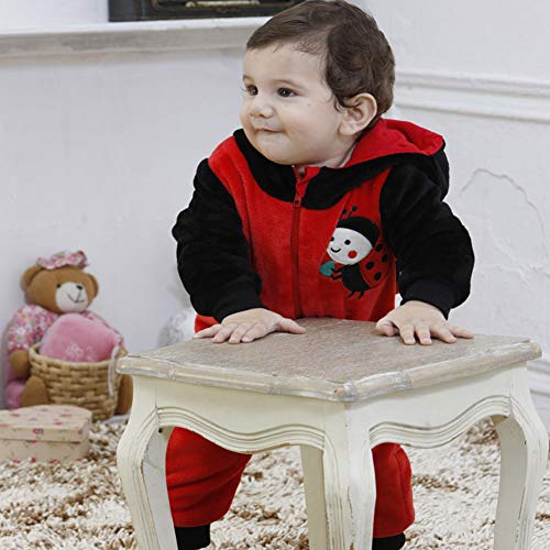 Doladola Unisex Baby Hoodies Onesie Cartoon Animal Romper Pyjama (Mariquita, (Altura:66-73cm/6-12 meses))