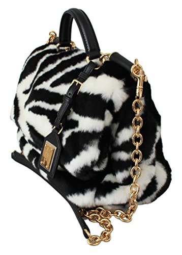 Dolce & Gabbana Bolso de piel de cebra negro blanco bolso de la honda SICILY Bag