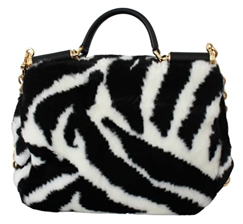Dolce & Gabbana Bolso de piel de cebra negro blanco bolso de la honda SICILY Bag