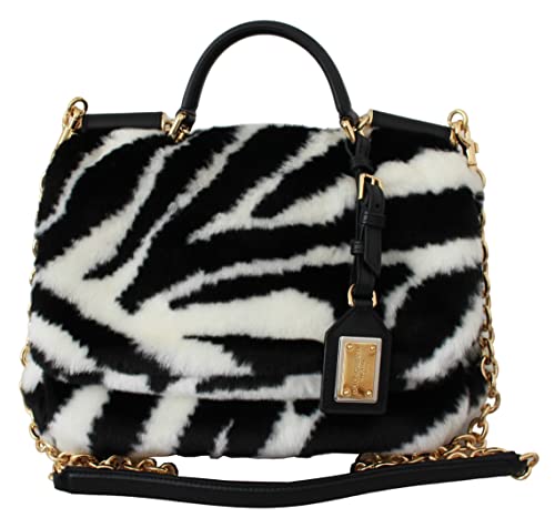 Dolce & Gabbana Bolso de piel de cebra negro blanco bolso de la honda SICILY Bag