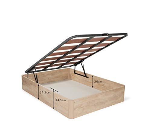 Dormidán - Canapé abatible Oferta, Gran Capacidad Esquinas Redondeada, Tapa somier con Lamas vaporizadas y Tacos de Polietileno (90 x 190 cm, Blanco)