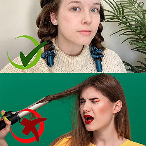 Dzmuero Rizador Pelo Sin Calor rizador Pelo Ondas Rulos Flexibles para Rizar Pel + Círculos para el Cabello + Pinza, 2 Conjuntos (Rosa y Azul)