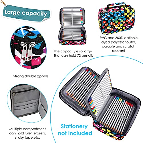 EDATOFLY 72 ranuras Estuches, Bolso de Lápiz Multifuncional de Gran Capacidad Portalápices Caja de Lápiz de Estudiantes Organizador Estuche (Cuadrado)
