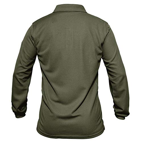 EKLENTSON Hombre Camisas - Polos de Golf de Manga Larga Casuales y Ligeros Camisas de Deporte Militar Verde Militar Talla L
