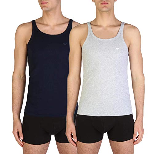 Emporio Armani 111612CC722 Camiseta Interior, Hombre, Azul/Gris (Navy Blue/Heather Gray), XL