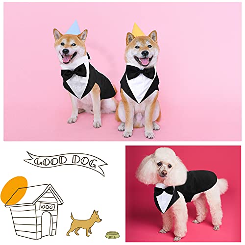 Esmoquin de Perro Set de Traje y Bandana de Perro Esmoquin Formal de Perros Traje de Fiesta Boda de Mascotas Camisa de Pajarita de Boda para Disfraces Cumpleaños Halloween (XXL)