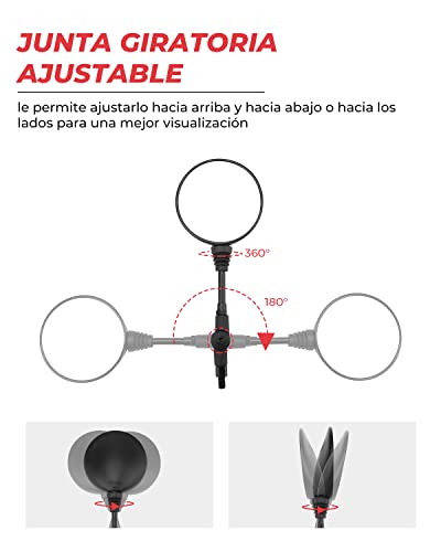 Espejos Laterales con Abrazadera 7/8'' Retrovisores Moto 10mm Homologado Universal