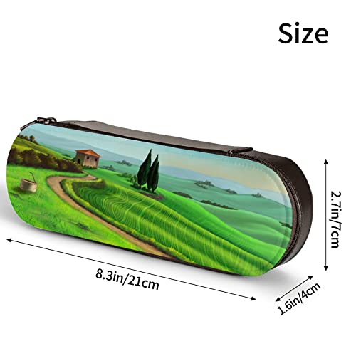 Estuche para lápices con Cremallera Country Landscape Tuscany Italy Sunset Estuches Digitales para lápices para la Escuela con Cremallera Estuche para lápices con Cremallera de Cuero Estuche Organiza
