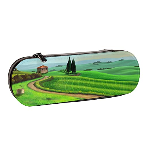 Estuche para lápices con Cremallera Country Landscape Tuscany Italy Sunset Estuches Digitales para lápices para la Escuela con Cremallera Estuche para lápices con Cremallera de Cuero Estuche Organiza