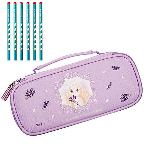Estuche,Bolsa de lapices Dibujos Animados de niños de Aroma Estuche Alta Capacidad Cartuchera Portátil Bolso Estuche Creatividad Caja de papelería Lápiz de sujeción Correcto,Púrpura