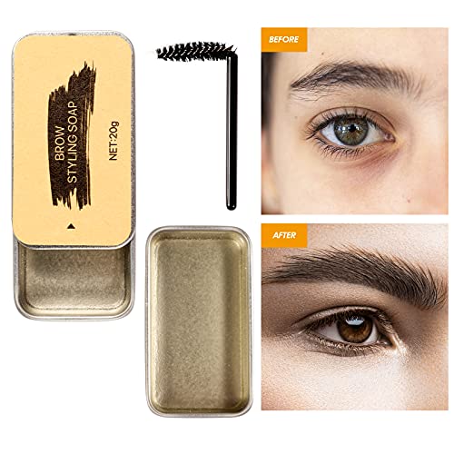 Eyebrow Soap Kit (2 PCS), Brows Styling Soap Set Long Lasting Waterproof Smudge Proof Eyebrow Styling Pomade for Natural Brows, 3D Feathery Brows Makeup Balm