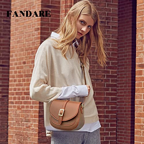 FANDARE Moda Bolso Bandolera Mujer Pequeño Bolsos de Hombro Cruzado de Cuero PU Bolso de Mano Crossbody Bag marrón